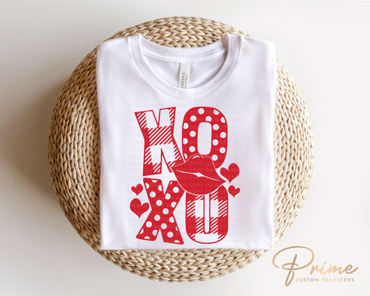 Valentine DTF Transfers, Ready to Press, T-shirt Transfers, Heat Transfer, Direct to Film, Holiday, Trendy, Hugs and Kisses, Lips, XOXO