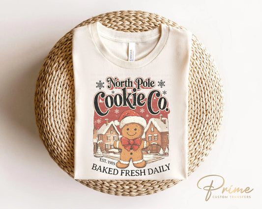 Christmas DTF Transfers, Ready to Press, T-shirt Transfers, Heat Transfer, Direct to Film, Holiday, North Pole, Gingerbread Man Cookie Co