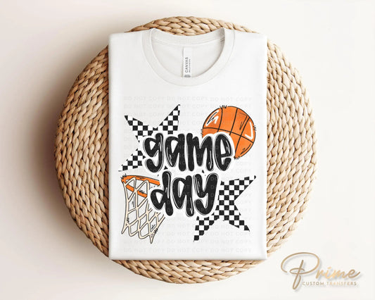 Basketball DTF Transfers, Ready to Press, T-shirt Transfers, Heat Transfer, Direct to Film, Sports Mom, Checkered Stars, Game Day, Trendy