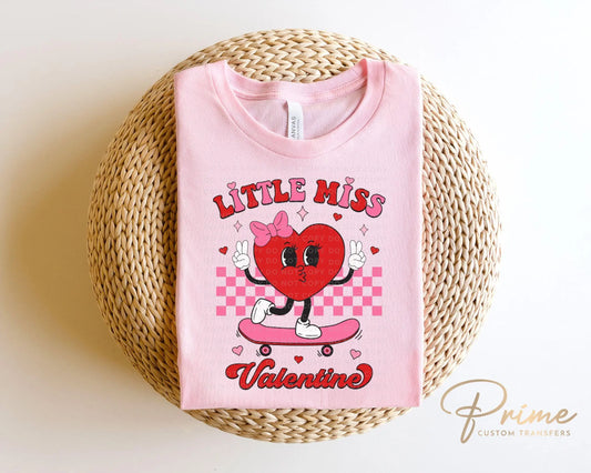 Valentine's Day DTF Transfer, Ready to Press, T-shirt Transfers, Heat Transfer, Direct to Film, Cute, Girl, Checkered, Little Miss Valentine