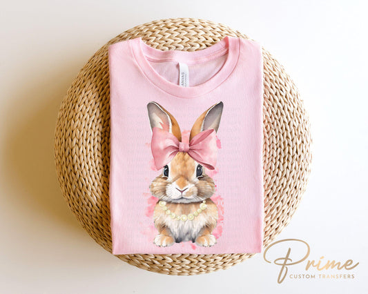 Easter DTF Transfers, Ready to Press, T-shirt Transfers, Heat Transfer, Direct to Film, Spring, Cute, Girl, Bunnies and Bows, Coquette Bunny