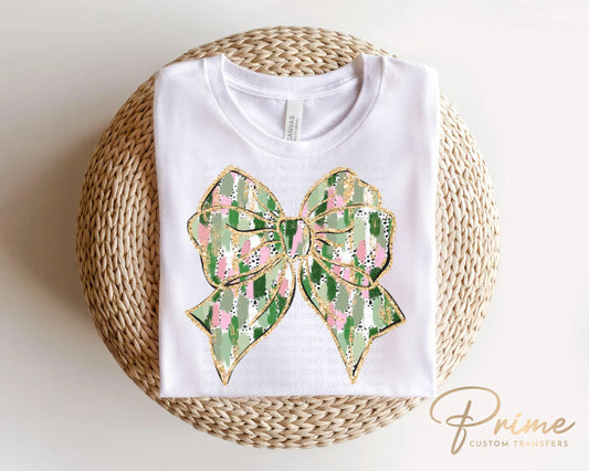 St. Patrick's Day DTF Transfer, Ready to Press, T-shirt Transfer, Heat Transfer, Direct to Film, Cute, FAUX Glitter, St Patties Coquette Bow