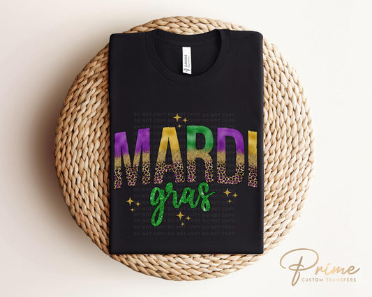 Mardi Gras DTF Transfer, Ready to Press, T-shirt Transfer, Heat Transfer, Direct to Film, Louisiana New Orleans, Mardi Gras Faux Sequin