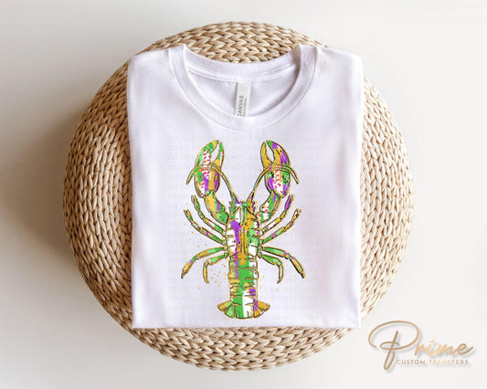Mardi Gras DTF Transfer, Ready to Press, T-shirt Transfer, Heat Transfer, Direct to Film, Louisiana New Orleans, Glitter Mardi Gras Crawfish