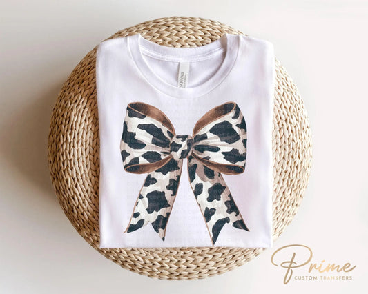 Western Cow Bow DTF Transfers, Ready to Press, T-shirt Transfer, Heat Transfer, Direct to Film, Girly, Trendy, Coquette Cowgirl Bow