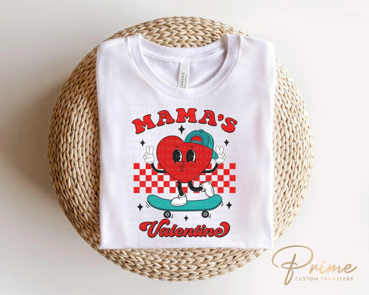 Valentine's Day DTF Transfers, Ready to Press, T-shirt Transfers, Heat Transfer, Direct to Film, Boy, Heart, Skateboard, Mama's Valentine