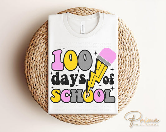 School DTF, Ready to Press, DIY T-shirt, Heat Transfer, Direct to Film, Preschool, Groovy, Cute, Teacher Gift, Pencil, 100 Days of School