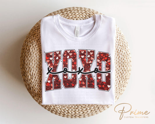 Valentine DTF Transfers, Ready to Press, T-shirt Transfers, Heat Transfer, Direct to Film, Holiday, Sparkle, Heart, Faux Sequin Glitter XOXO