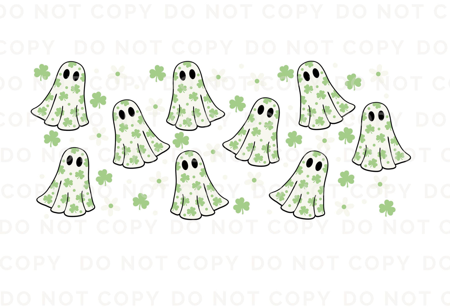 Saint Patrick's Day UV DTF Libbey 16oz Cup Wrap Sticker, Ready to Apply, No Heat, Permanent Adhesive, Waterproof, Glass Can, Clover Ghosties