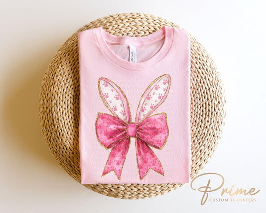 Easter DTF Transfers, Ready to Press, T-shirt Transfers, Heat Transfer, Direct to Film, Girl, Glitter Easter Bunny Coquette, Bunny Ears