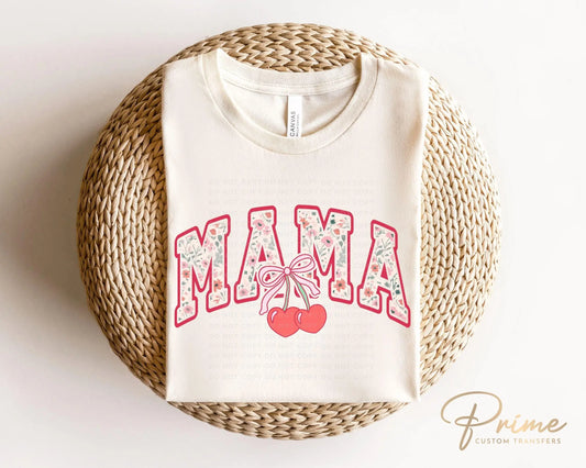 Mother's Day DTF Transfers, Ready to Press, T-shirt Transfers, Heat Transfer, Direct to Film, Motherhood, Ribbon, Cherry Bow Coquette Mama