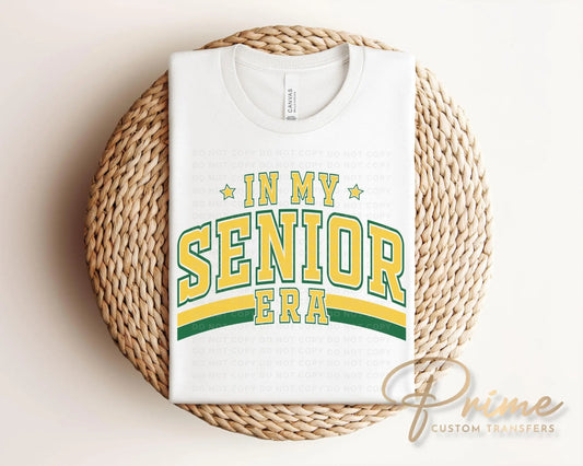 School DTF Transfer, Ready to Press, T-shirt Transfer, Direct to Film, High School Graduation Senior Class 2025, Senior Era Yellow and Green