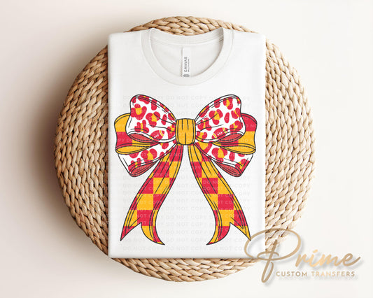 Football DTF Transfers, Ready to Press, T-shirt Transfer, Heat Transfer, Direct to Film, Sports Fan, Game Day, Kansas City Coquette Bow