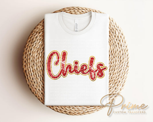 Football DTF Transfers, Ready to Press, T-shirt Transfer, Heat Transfer, Direct to Film, Sports, Glitter, FAUX Sequins, Kansas City Football