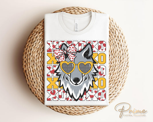 Football DTF Transfers, Ready to Press, T-shirt Transfer, Heat Transfer, Direct to Film, Kansas City, Hearts, Wolf, XOXO KC Football