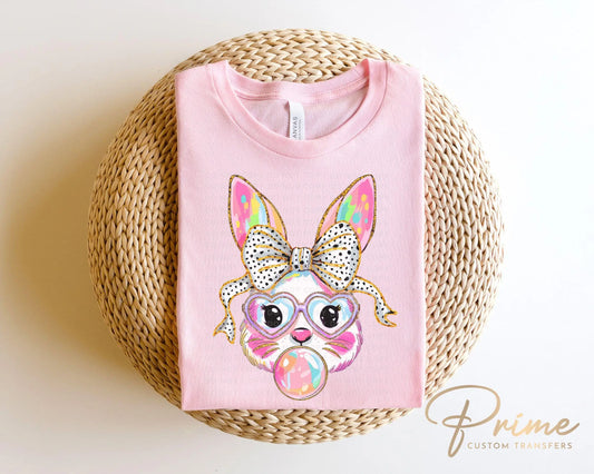 Easter DTF Transfer, Ready to Press, T-shirt Transfer, Heat Transfer, Direct to Film, Spring, Religious, Coquette Brushstroke Easter Bunny