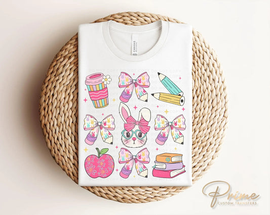 Easter DTF Transfer, Ready to Press, T-shirt Transfer, Heat Transfer, Direct to Film, Preschool, Teacher Gift, Bow, Coquette Easter School