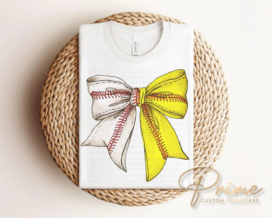 Baseball DTF Transfer, Ready to Press, T-shirt Transfer, Heat Transfer, Direct to Film, Sport Mom, Game Day, Coquette, Baseball Softball Bow