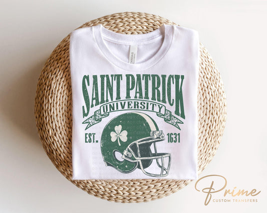 St. Patrick's Day DTF Transfer, Ready to Press, T-shirt Transfer, Heat Transfer, Direct to Film, Football Shamrock, Saint Patrick University