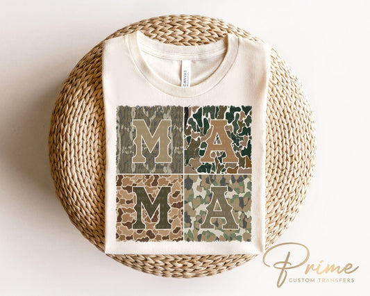 Mother's Day DTF Transfer, Ready to Press, T-shirt Transfer, Heat Transfer, Direct to Film, Hunting Mama Camo, Trendy Aesthetic, Camouflage
