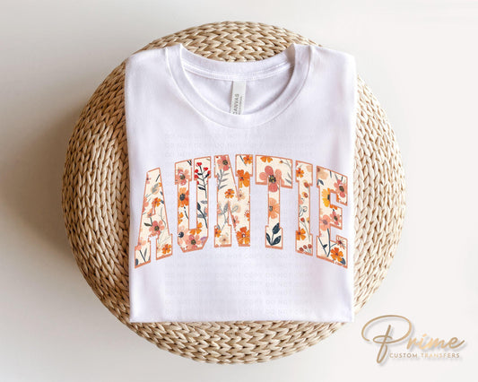 Mother's Day DTF Transfer, Ready to Press, T-shirt Transfer, Heat Transfer, Direct to Film, Flowers, Boho, Gift for Aunt, Floral Auntie