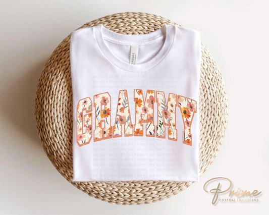 Mother's Day DTF Transfer, Ready to Press, T-shirt Transfer, Heat Transfer, Direct to Film, Grandparent, Flowers, Boho, Gift, Floral Grammy