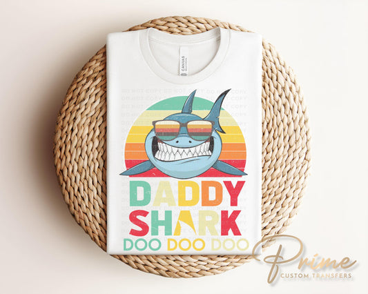 Father's Day DTF Transfer, Ready to Press, T-shirt Transfers, Heat Transfer, Direct to Film, Gift for Dad, Family, Matching, Daddy Shark