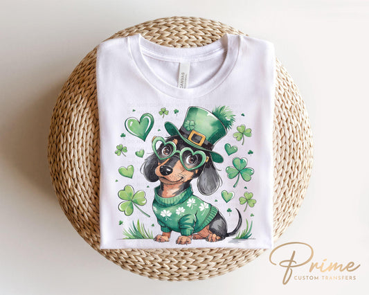 St. Patrick's Day DTF Transfer, Ready to Press, T-shirt Transfer, Heat Transfer, Direct to Film, Pet Mom, Dog Lover, Dog Mama, Dachshund Dog