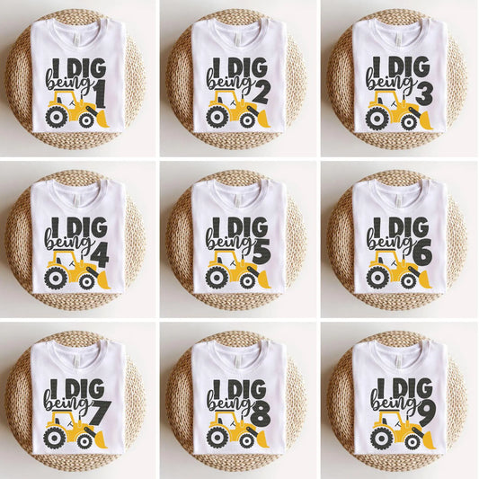Birthday Boy DTF Transfers, Ready to Press, T-shirt Transfers, Heat Transfer, Direct to Film, First Birthday Party, Tractor, I Dig Being 1