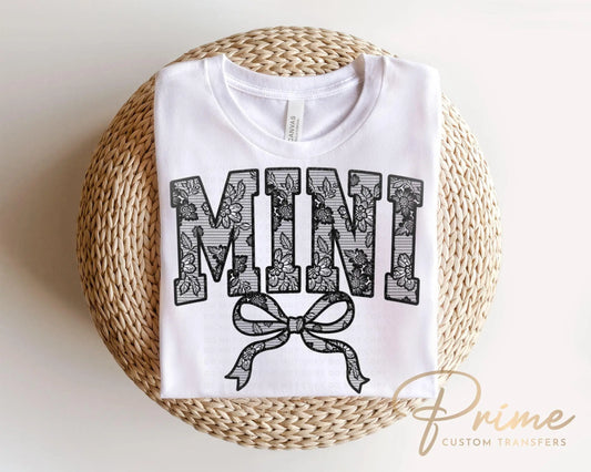 Mother's Day DTF Transfer, Ready to Press, T-shirt Transfers, Heat Transfer, Direct to Film, Mommy and Me, Coquette Faux Mini White Lace Bow