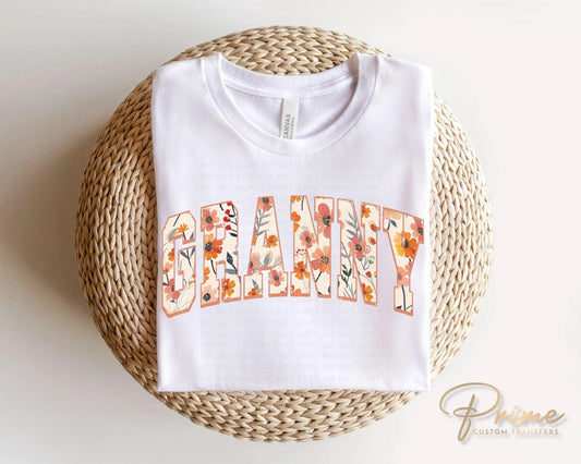 Mother's Day DTF Transfer, Ready to Press, T-shirt Transfer, Heat Transfer, Direct to Film, Grandparent, Flowers, Boho, Gift, Floral Granny