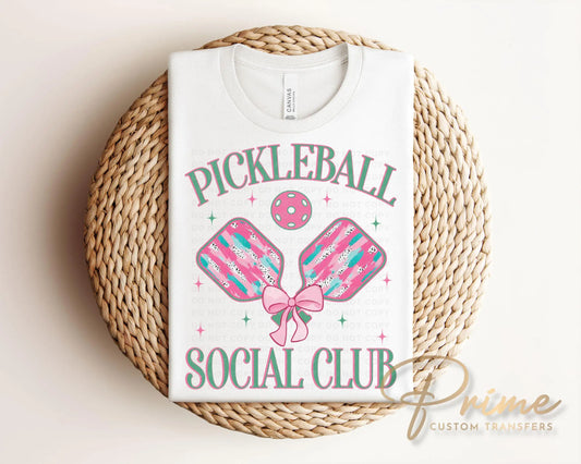 Pickleball DTF Transfer, Ready to Press, T-shirt Transfer, Heat Transfer, Direct to Film, Preppy, Brushstroke Pickleball Social Club