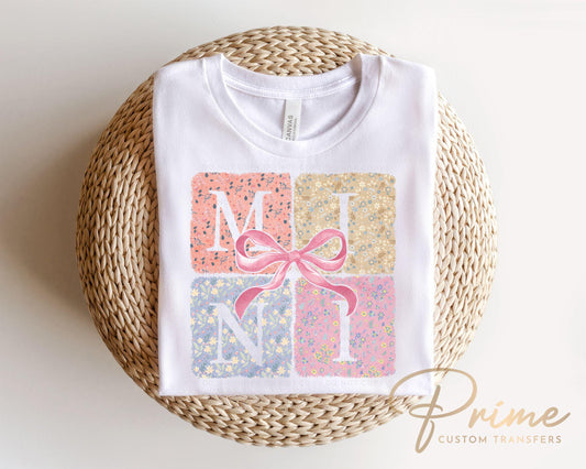 Mother's Day DTF Transfer, Ready to Press, T-shirt Transfer, Heat Transfer, Direct to Film, Mommy and Me, Mama, Bow, Coquette Floral Mini