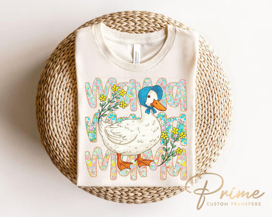 Dilly Dallying Funny Goose DTF Transfer, Ready to Press, Sublimation T-shirt Transfer, Heat Transfer, Direct to Film, Spring, Floral Boho