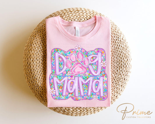 Dog Mama DTF Transfers, Ready to Press, T-shirt Transfers, Heat Transfer, Direct to Film, Pet Gifts, Dog Mom Tshirt, Paw, Preppy, Coquette