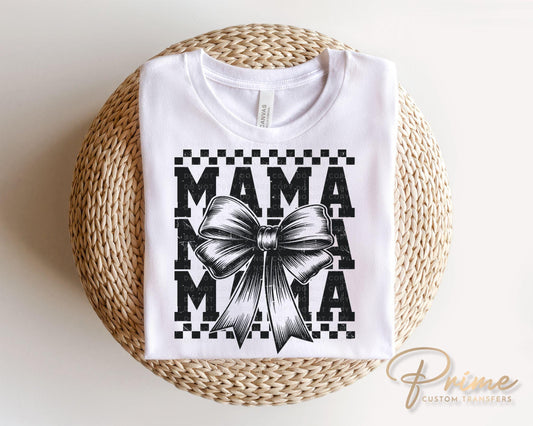 Mother's Day DTF Transfer, Ready to Press, T-shirt Transfer, Heat Transfer, Direct to Film, Stacked Retro Style Mama Coquette Bow