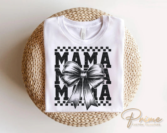 Mother's Day DTF Transfer, Ready to Press, T-shirt Transfer, Heat Transfer, Direct to Film, Stacked Retro Style Mama Coquette Bow