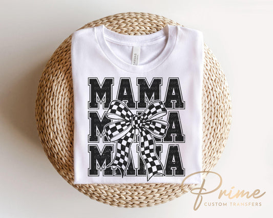 Mother's Day DTF Transfer, Ready to Press, T-shirt Transfer, Heat Transfer, Direct to Film, Gift for Mom, Mama Coquette Checkered Bow