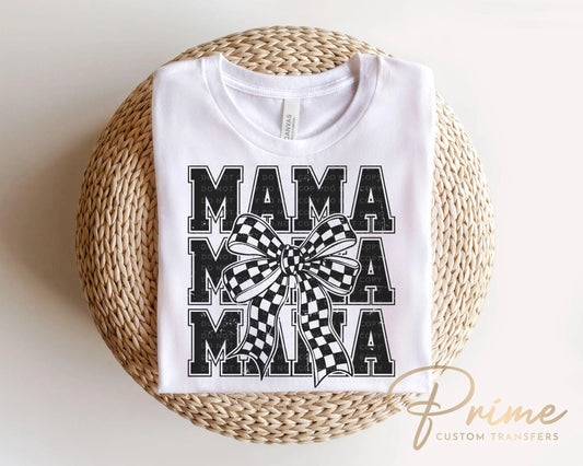 Mother's Day DTF Transfer, Ready to Press, T-shirt Transfer, Heat Transfer, Direct to Film, Gift for Mom, Mama Coquette Checkered Bow