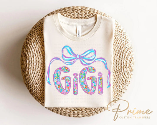 Mother's Day DTF Transfers, Ready to Press, T-shirt Transfers, Heat Transfer, Direct to Film, Flowers, Gift for Grandma, Neon Floral Gigi