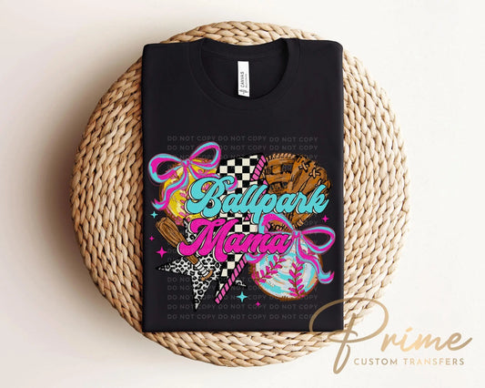 Softball Baseball Mama DTF Transfer, Ready to Press, T-shirt Transfer, Heat Transfer, Direct to Film, Sport Mama, Game Day, Coquette Bow