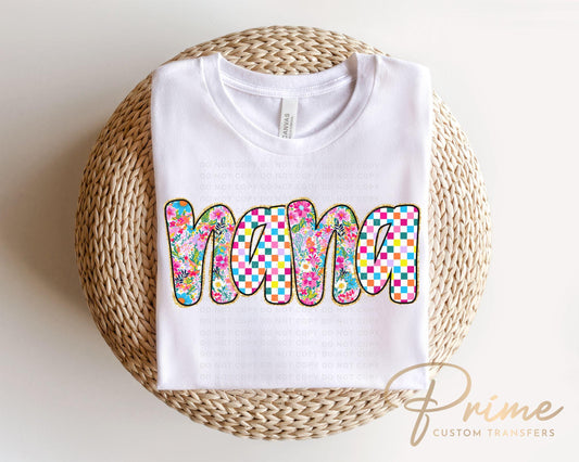 Mother's Day DTF Transfers, Ready to Press, T-shirt Transfers, Heat Transfer, Direct to Film, Gift for Grandma, Faux Glitter Floral Nana