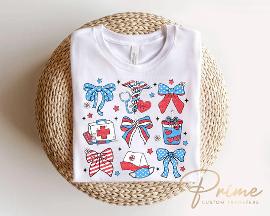 4th of July DTF Transfer, Ready to Press, T-shirt Transfer, Heat Transfer, Direct to Film, Holiday, Memorial Day, Nurse Gift, Coquette Nurse