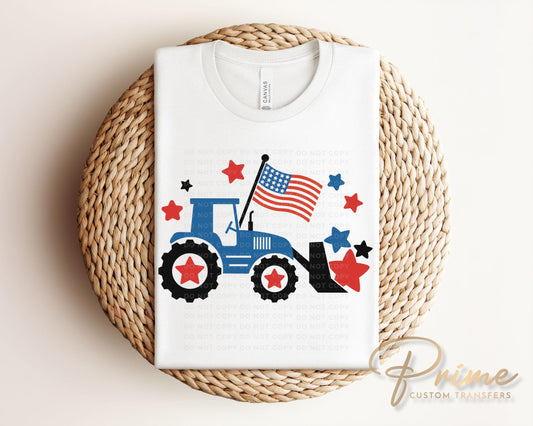 4th of July DTF Transfers, Ready to Press, T-shirt Transfers, Heat Transfer, Direct to Film, Memorial Day, American Boy, Patriotic Tractor