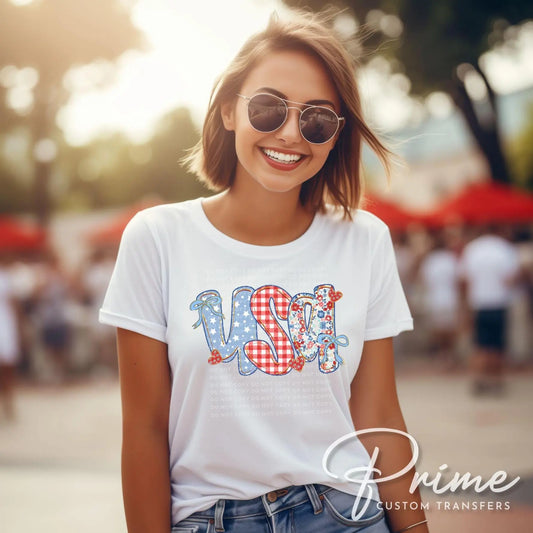 Coquette 4th of July DTF Transfers, Ready to Press, T-shirt Transfers, Sublimation, Direct to Film, Ribbon, Bows, USA Floral Coquette