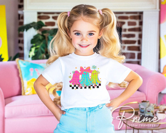 Halloween DTF Transfer, Ready to Press, T-shirt Transfers, Heat Transfer, Direct to Film, Trendy, Trick or Treat, Coquette Neon Girly Ghost