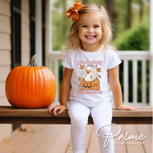 Fall DTF Transfer, Ready to Press, Heat Transfer, Direct to Film, Halloween, Trendy, Autumn, Leaves, Cutest Goose at The Pumpkin Patch