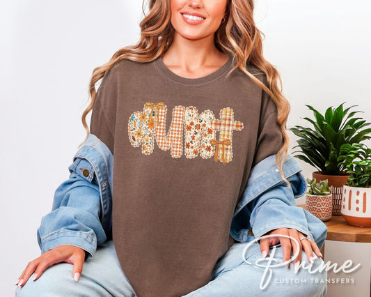 Coquette Preppy Floral Fall Aunt DTF Transfer, Ready to Press, T-shirt Transfers, Direct to Film, Lace, Ribbon, Bows, Autumn, Gift for Aunt