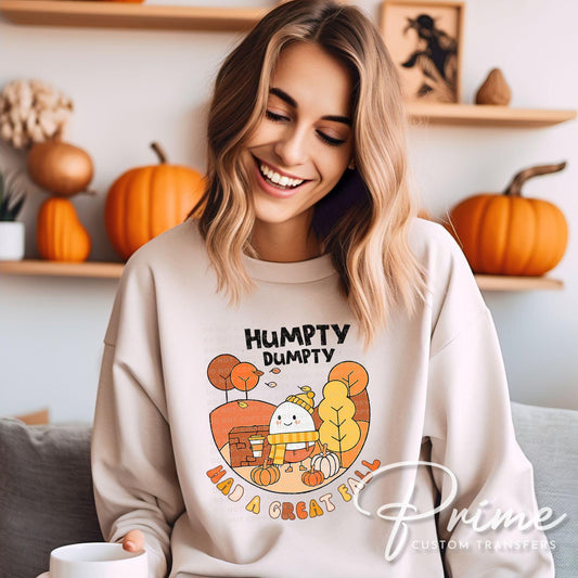 Halloween DTF Transfers, Ready to Press, T-shirt Transfers, Heat Transfer, Direct to Film, Fall, Autumn, Funny, Cute, Kids, Humpty Dumpty