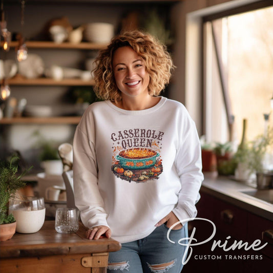 Thanksgiving DTF Transfer, Ready to Press, T-shirt Transfer, Heat Transfer, Direct to Film, Fall, Holiday, Dinner, Funny, Casserole Queen